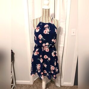 Francesca Blue Rain Navy Sleeveless Floral Dress XS NWOT Y2K Coquette Sweet Sexy